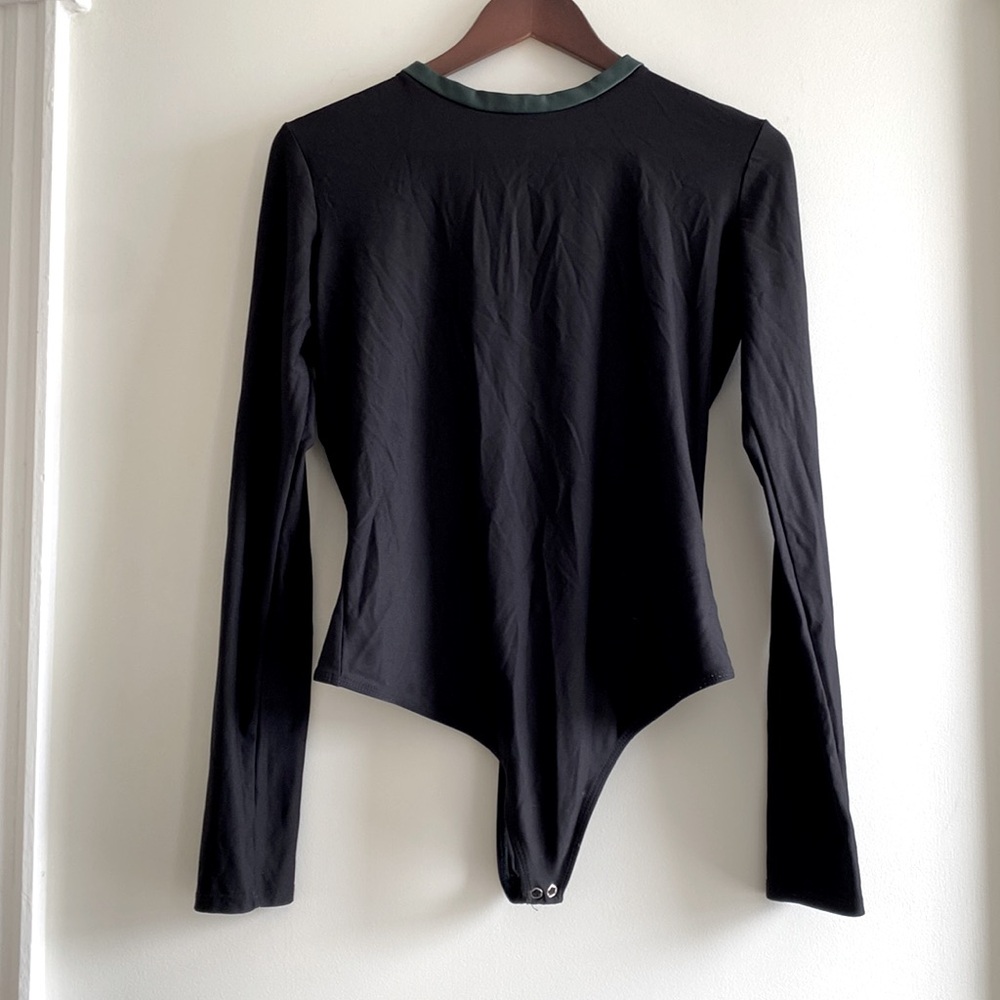 ALIX NYC long-sleeve bodysuit with leather collar